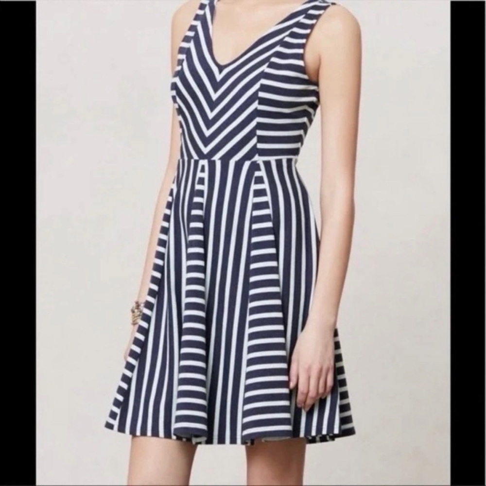 Anthropologie Saturday Sunday Navy and Mint Striped Sleeveless Dress